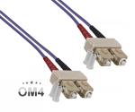 Fiber optic cable OM4, 50µ, SC / SC connector multimode, ericaviolet, duplex, LSZH, 1m